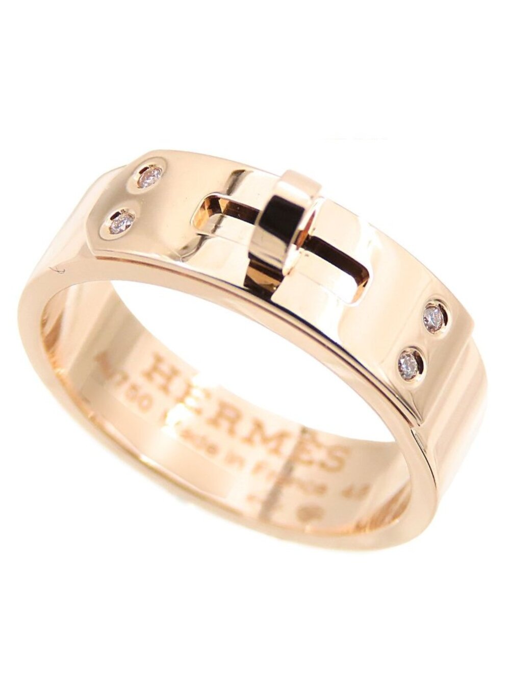 Hermes Kelly Ring PM 48 Pink Gold 18k Diamond